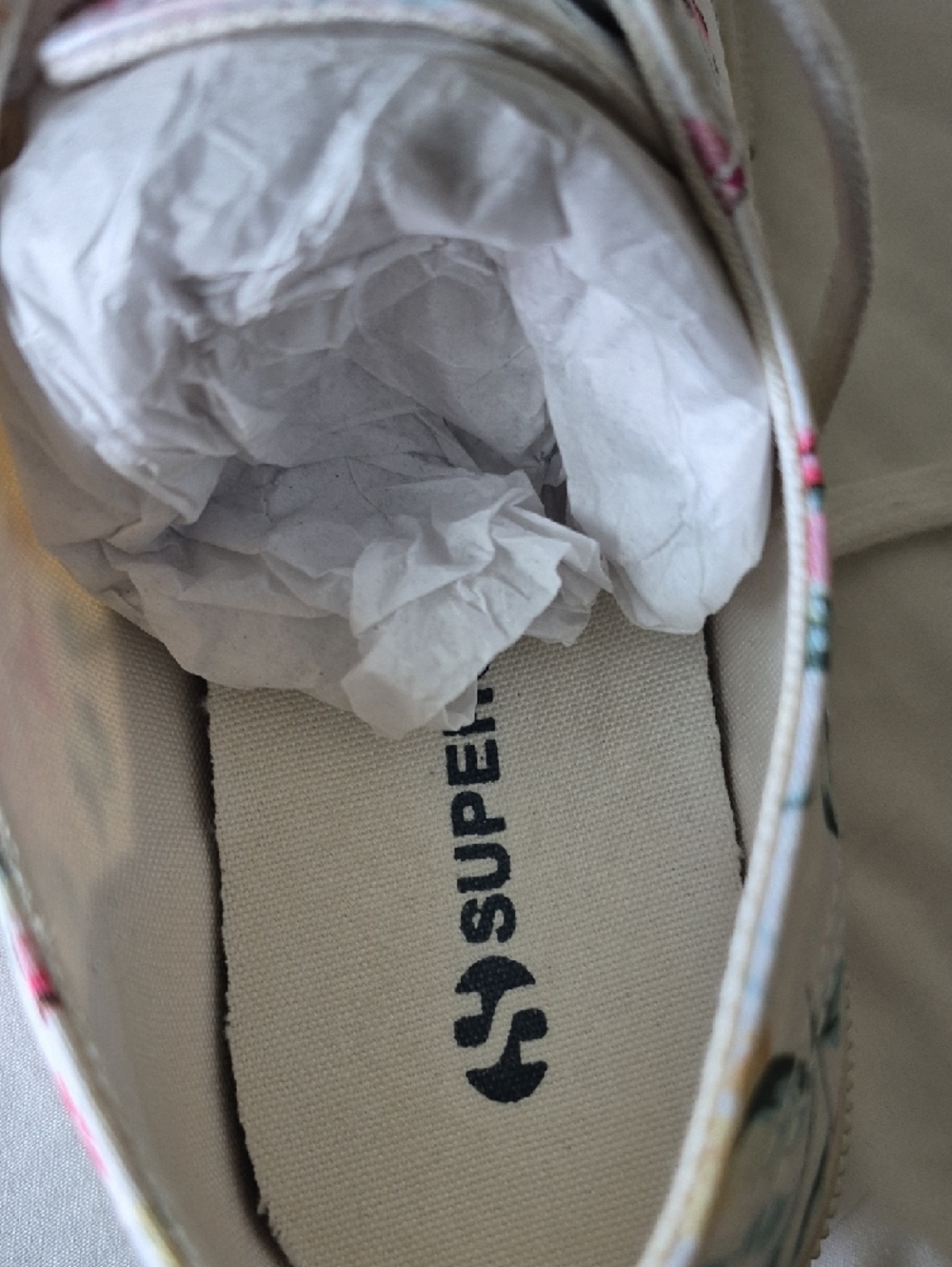 Superga White Canvas Sneakers with Pink and Yellow Floral Pattern - Picture 6 of 6